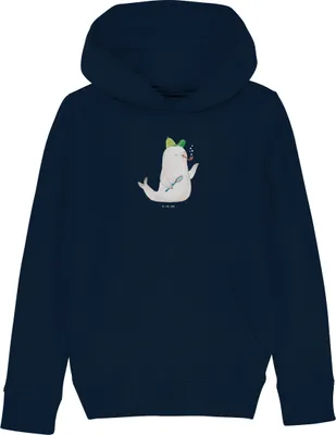 Produktbild von Mr. & Mrs. Panda Kinderpullover Robbe Sherlock 12-14 Jahre (152/164) - French Navy - Geschenk, Pullover, Sweatshirt, Kinderbekleidung, Lustige Sprüche, Sweater, Hoodie