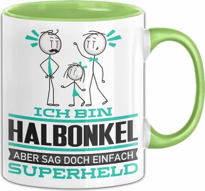 Produktbild von Halbonkel Geschenk Tasse Ich Bin Halbonkel Aber Sag Doch Einfach Superheld Lustige Geschenkdiee für Halbonkel Kaffee-Becher (Grün)