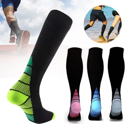 Produktbild von 5 Paar Sport Kompressionsstrümpfe Stützstrümpfe Reisestrümpfe Kniestrümpfe Damen Herren Grün S&M