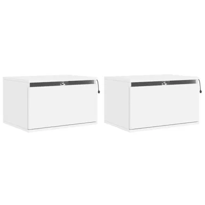 Produktbild von Wand-Nachttische mit LED-Leuchten 2 Stk. Weiß