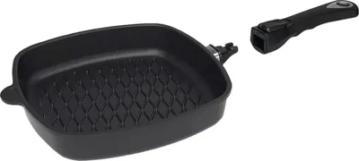 Image de AMT GASTROGUSS Poêle à frire carrée, compatible avec l'induction, longueur : 280 mm, motif BBQ
