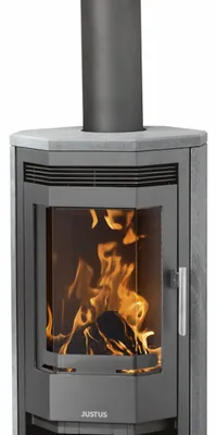 Produktbild von JUSTUS Kaminofen Usedom 5 Speckstein/grau Korpus Stahl Gussgrau