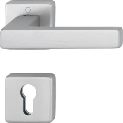 Produktbild von Hoppe Drückergarnitur Austin Türklinke mit Rosette PZ feuerhemmend ÖNORM B3859 Aluminium Edelstahl-Effekt