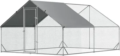 Image de Grand abri extérieur pour poules et lapins – 3x4x2 mètres – Structure en acier galvanisé et toit résistant aux intempéries