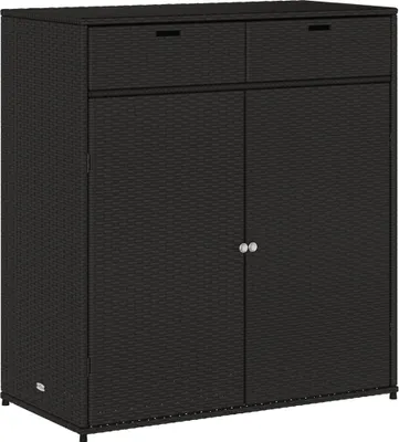Produktbild von vidaXL Gartenschrank Schwarz 105x55x113 cm Poly Rattan
