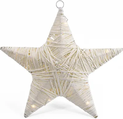 A white, star-shaped decorative light.