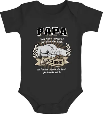 Produktbild von Baby Body Papa Ich habe versucht das beste Geschenk zu finden Vatertag Spruch lustig Jungen Mädchen MoonWorks® Ich schwarz 0-3 Monate