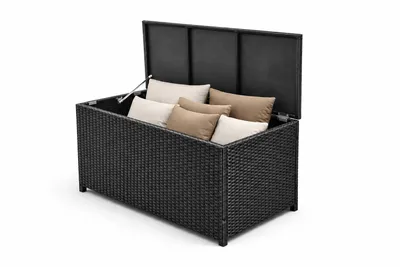 Produktbild von Polyrattan Kissenbox 300L Auflagenbox Gartenbox Balkon Terrasse Schwarz