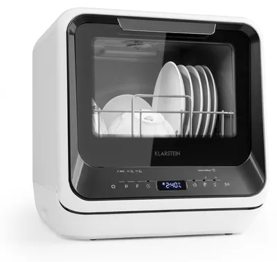Produktbild von Klarstein Mini-Geschirrspüler für 2 Gedecke, Leiser Geschirrspüler Klein mit 7 Spülprogrammen, Kleiner Tisch-Geschirrspüler für Zuhause, Büro und Camping, Geschirrspüler Mini mit Wasseranschluss