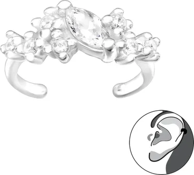 Produktbild von 925 Sterling Silber Marquise-Ohrmanschette mit Zirkonia Ear Cuff Ohrklemme