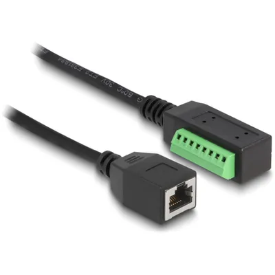 Produktbild von DeLOCK RJ45 Kabel Cat.5e Buchse zu Terminalblock Adapter 21,5 cm, 0,215 m, Cat5e, U/UTP (UTP), RJ-45, 8-pin terminal block, Schwarz, Grün