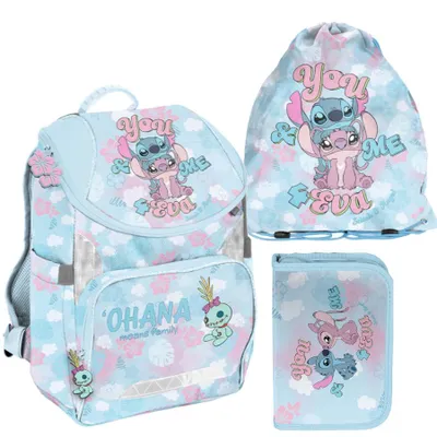 Image de Ensemble de 3 pièces pour filles et garçons STITCH – Cartable, trousse et sac