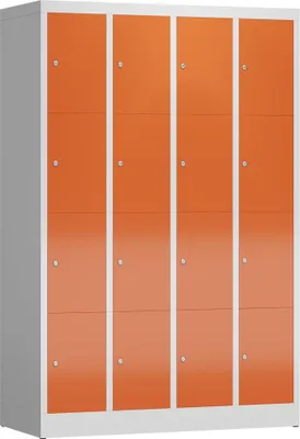 Produktbild von ClassiX Schließfachschrank feuerrot, lichtgrau X-520444, 16 Schließfächer 118,5 x 50,0 x 180,0 cm
