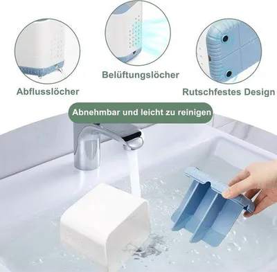 Produktbild von Zahnbürstenhalter mit 6 Fächern – mit Ablaufdesign – aus Kunststoff – weiß