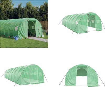 Image de vidaXL Serre avec cadre en acier Vert 24 m² 8x3x2 m - Serre - Serres - Polytunnel - Serre accessible