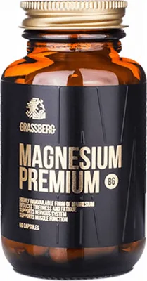 Produktbild von Grassberg Magnesium Premium B6 (60 Caps) Unflavoured - Vitamine, Mineralien & Gesundheit - Vitamine & Mineralien-Komplex