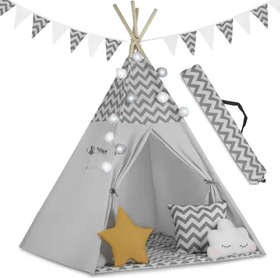 Produktbild von Kinder-Tipi-Zelt mit Beleuchtung Nukido - Grau
