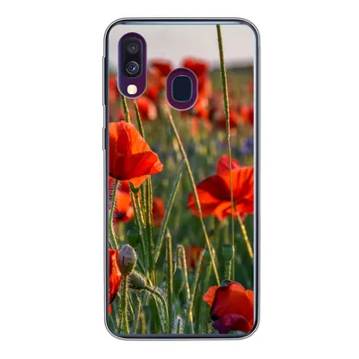 Produktbild von MuchoWow® Handyhülle Schutzhülle Hülle für Samsung Galaxy A40 Blumen - Mohnblumen - Natur - Rot Silikon Softcase Handy Hülle - Handy-Tasche