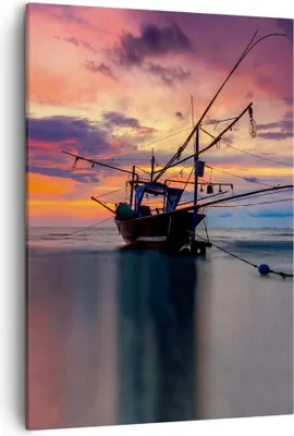Produktbild von Bild auf Leinwand - Leinwandbild - Einteilig - Asien Boot Kutter - 50x70cm - Wand Bild - Wanddeko - Wandbilder - Leinwanddruck - Kunstdruck - Wanddekoration - Leinwand bilder - Wandbild - PA50x70-4144