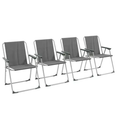 Produktbild von 4er Set Klappstuhl klappbar Gartenstuhl mit Rückenlehne Armlehne Campingstuhl für Garten Balkon 53 x 54 x 76 cm