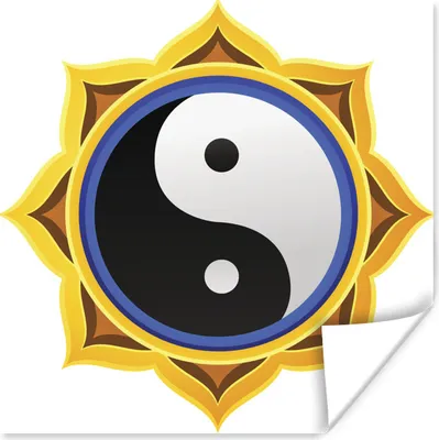 Produktbild von MuchoWow® Poster Eine Illustration von Yin und Yang in einer Sonnenblume 50x50 cm - Wohnzimmerdekoration