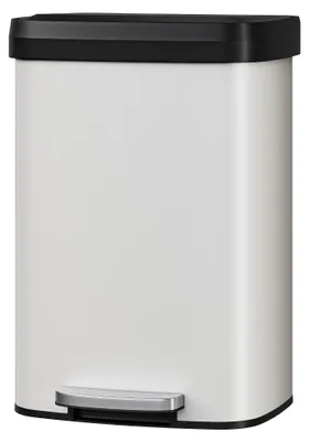 Produktbild von Küchen Mülleimer - Treteimer 50 l - Edelstahl - Soft-Close Deckel - Geruchsdicht - Fingerabdruckresistent - Weiß