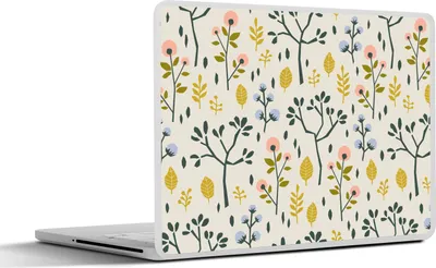 Produktbild von MuchoWow® Laptop Aufkleber Sticker Cover Flora - Muster - Gelb - Rosa 40x30 cm - Laptop Dekoration - Selbstklebend