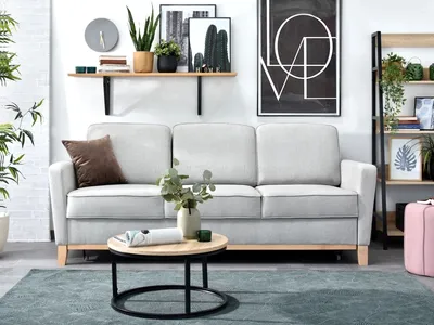 Zdjęcie produktu dla Sofa rozkładana NOHEMA - szary / dąb