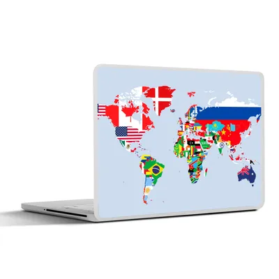 Produktbild von MuchoWow® Laptop Aufkleber Sticker Cover Welt - Karte - Flagge - Länder 25x18 cm - Laptop-Deko
