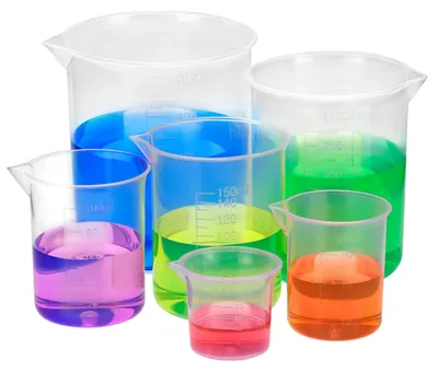 6 Kunststoff-Messbecher mit Skala, 25–500 ml