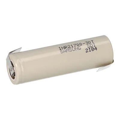 Produktbild von Samsung INR21700-30T 3,6V 3000mAh 35A Li-Ion-Akku mit Z-Lötfahne