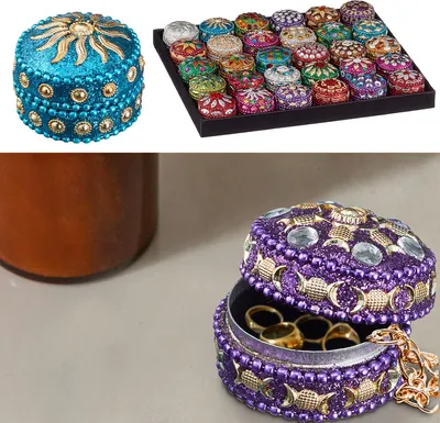 Produktbild von Schmuckdose Orient 30er Set Ø3,5cm Schmuckkästchen Dose Box Glitzer Schatulle bunt