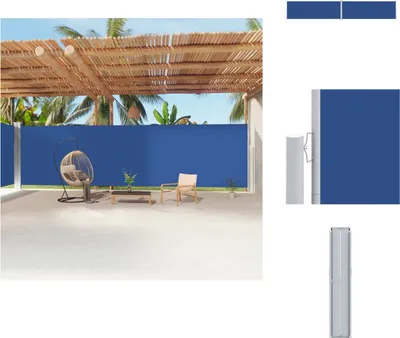 Produktbild von vidaXL Seitenmarkise Ausziehbar Blau 220x1200 cm -  Sonnenschirme & Sonnenschutze