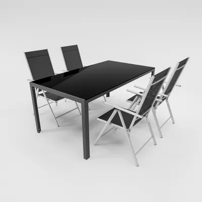 Produktbild von Gartenmöbel Set 5-tlg. Tisch Glasplatte Alu Klappsessel 7-fach verstellbar