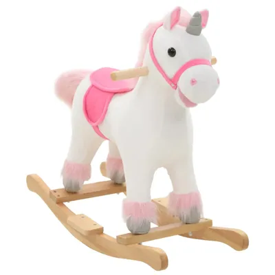 Immagine prodotto di vidaXL Animale a dondolo unicorno peluche 65x32x58 cm Bianco e rosa
