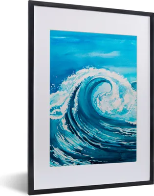 Produktbild von MuchoWow® MuchoWow® Gerahmtes Poster Golf - Meer - Aquarell 30x40 cm - Poster mit zchwarzem Bilderrahmen - Wandposter Schlafzimmer