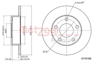 Produktbild von 2x METZGER 6110168 Bremsscheibe Hinterachse