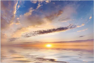 Produktbild von Wallario Wandbild Sonnenuntergang über dem Wasser, Größe: 61 x 91,5 cm, Poster mit rahmenlosen Bildhalter