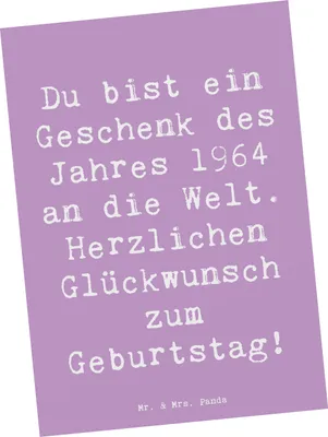 Produktbild von Mr. & Mrs. Panda Postkarte Spruch 1964 Geburtstag Geschenk - Lavendeltraum - Postkarten, Geburtstagsgeschenk, Grußkarte, Geburtstagskind, bildkarte, Geburtstagsspruch