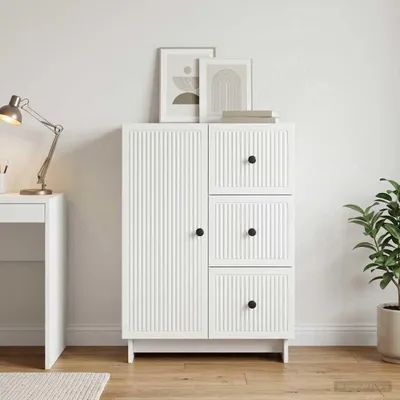 Image de Buffet à tiroirs vidaXL, blanc, 66 x 34,5 x 90 cm, aggloméré