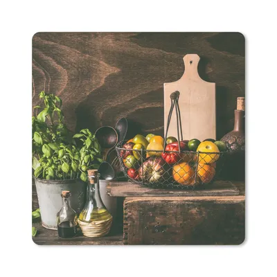 Produktbild von MuchoWow® Mauspad Mousepad Gemüse - Kräuter - Rustikal - Stilleben - Basilikum 20x20 cm - Mousepads - Maus Mat - Pad - Mausunterlage - Desk Mat - Bureauartikeln