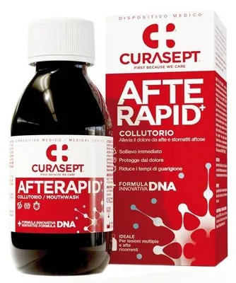 Produktbild von Mundspülung, Curasept, Afterapid+, gegen Entzündungen im Mundraum, alkoholfrei, 125ml