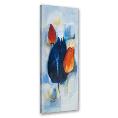 Produktbild von Leinwandbild Gemalte Märchentulpen 40x120 Feeby Blau bild für die wand bereit zum aufhängen