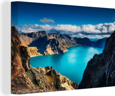 Obrázek produktu pro OneMillionCanvasses® - Obrazy na plátně - 140x90 cm, Sluneční paprsky na asijské hoře Changbai v Číně, Nástěnné umění tisk Nástěnná dekorace - Fotografie na plátně - Malba na plátně