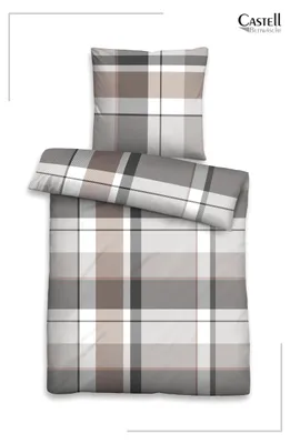Produktbild von Castell Feinbiber Bettwäsche Karo groß 135x200 cm - taupe
