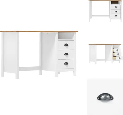 Immagine prodotto di vidaXL Scrivania con 3 cassetti 120x50x74 cm in legno di pino - Scrivanie