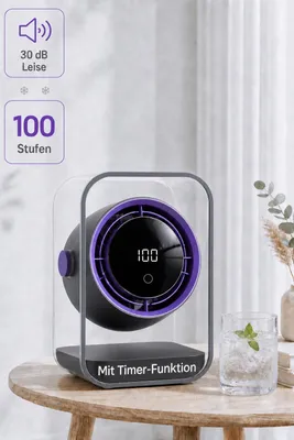 Produktbild von Tischventilator, Ventilator leise, 720° einstellbar, 3 Timer-Stufen (3/6/9h), 100 Geschwindigkeiten, Ventilatoren USB, LED display, Überall einsetzbar