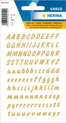 Produktbild von HERMA Buchstaben Sticker A-Z Folie wetterfest gold 2 Blatt à 119 Sticker