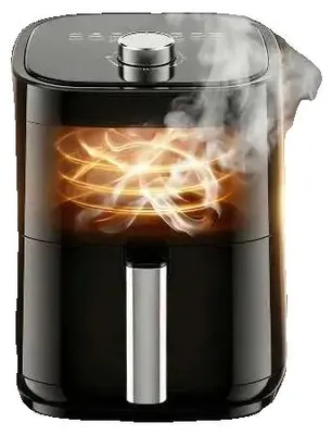 Image de Friteuse à air chaud, capacité de 4 l, puissance de 1 200 W, plage de température de 80 à 200 °C, minuterie jusqu'à 60 minutes, panier antiadhésif