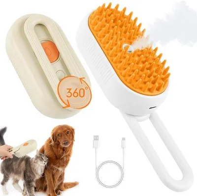 Produktbild von Tierbürste 3-in-1 – USB-wiederaufladbar – Massage, Fellpflege und Haarentfernung – Geeignet für Katzen und Hunde